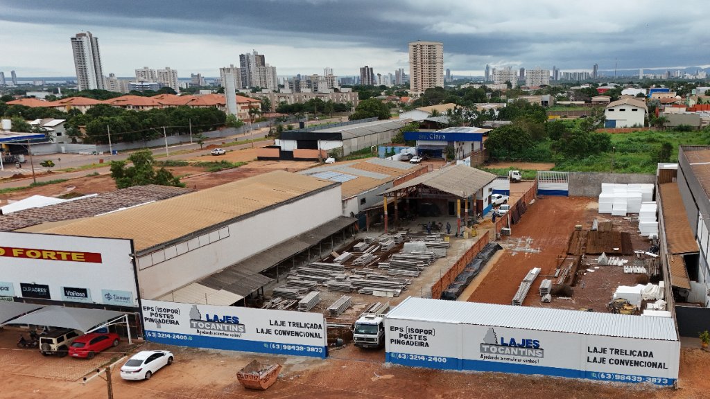 Vista aérea da fábrica da Lajes Tocantins em Palmas, TO